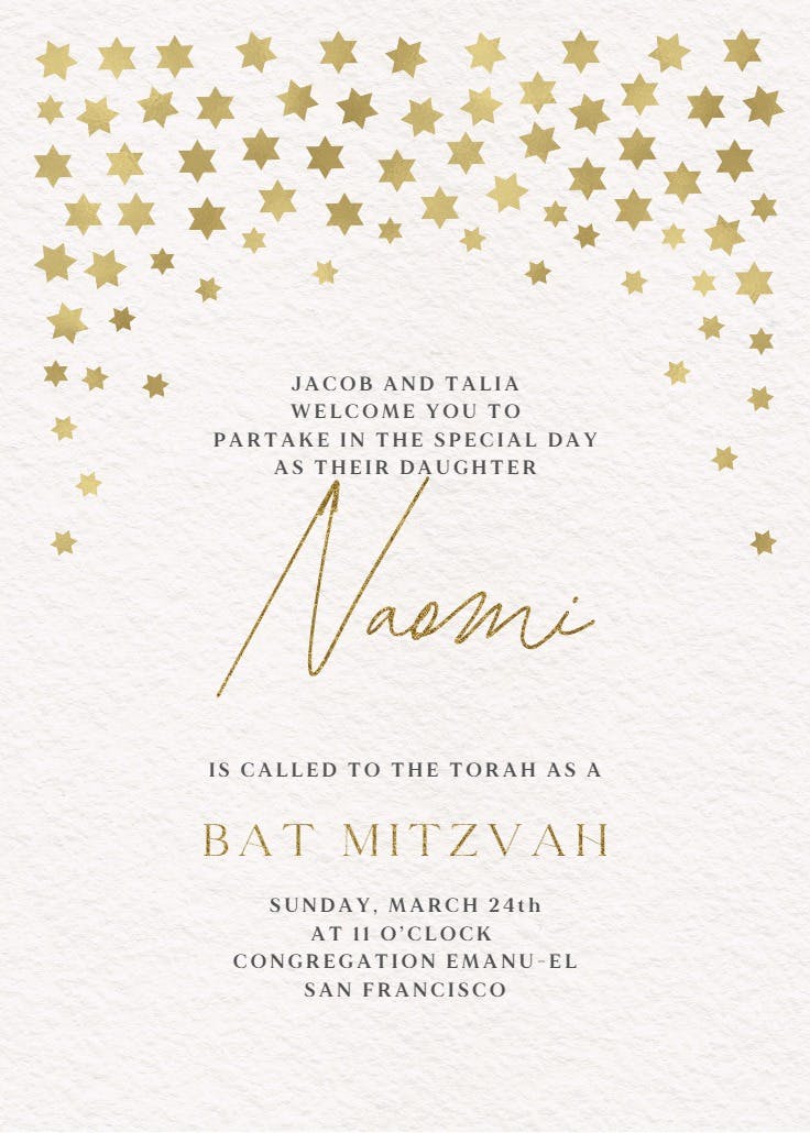 Sky full of stars - bar & bat mitzvah invitation
